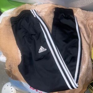 Adidas Kids Black Joggers with White Stripes